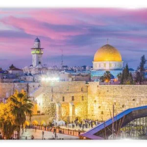 תמונת זכוכית - הכותל המערבי שקיעה סגולה