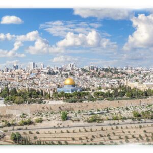 תמונת זכוכית של נוף ירושלים עם הכיפות