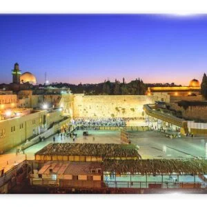 תמונת זכוכית של הכותל המערבי בירושלים בשעת דמדומים