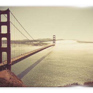 תמונת זכוכית של גשר שער הזהב עם נופים מהממים של המפרץ וההרים