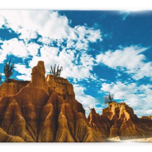 תמונת זכוכית של נוף מדברי עם סוקולנטיים ודיונות חוליות