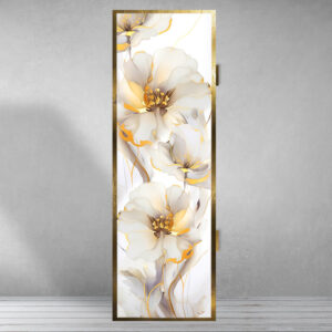 כיסוי ארון חשמל-פרחים לבנים עם זהב