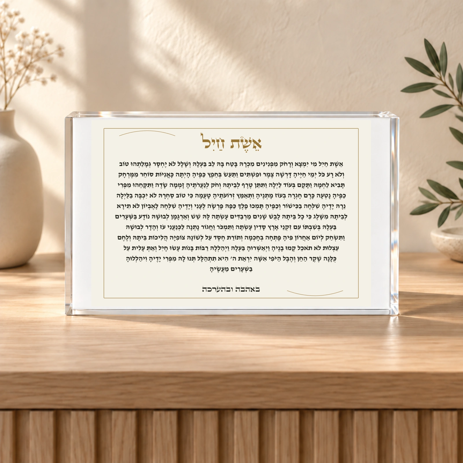 אשת חיל על בלוק אקרילי — תמונת המחשה למוצר