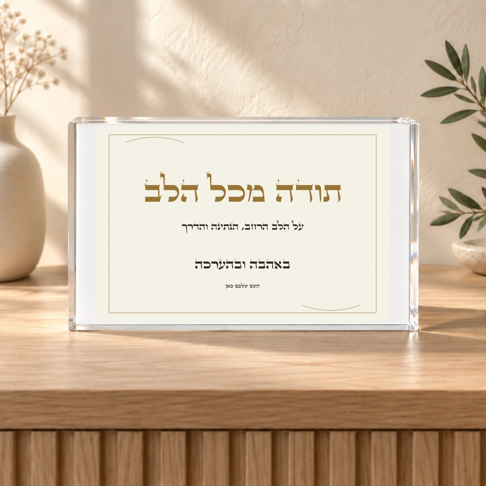 בלוק תודה עם הקדשה — תמונת המחשה למוצר