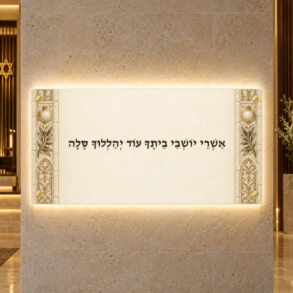 תמונה מוארת אשרי יושבי ביתך אור פנינה — הדמיית עיצוב wide