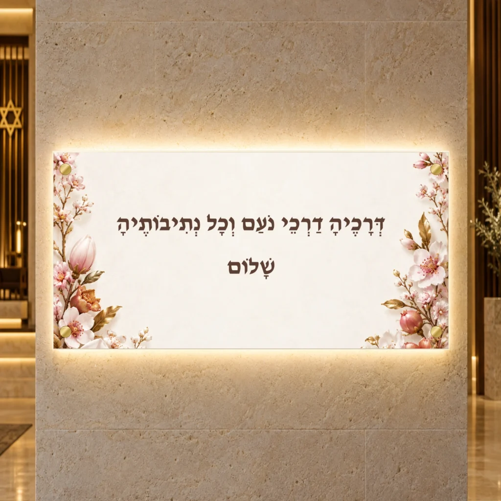 תמונה מוארת דרכי נועם פריחת השקד — הדמיית עיצוב wide