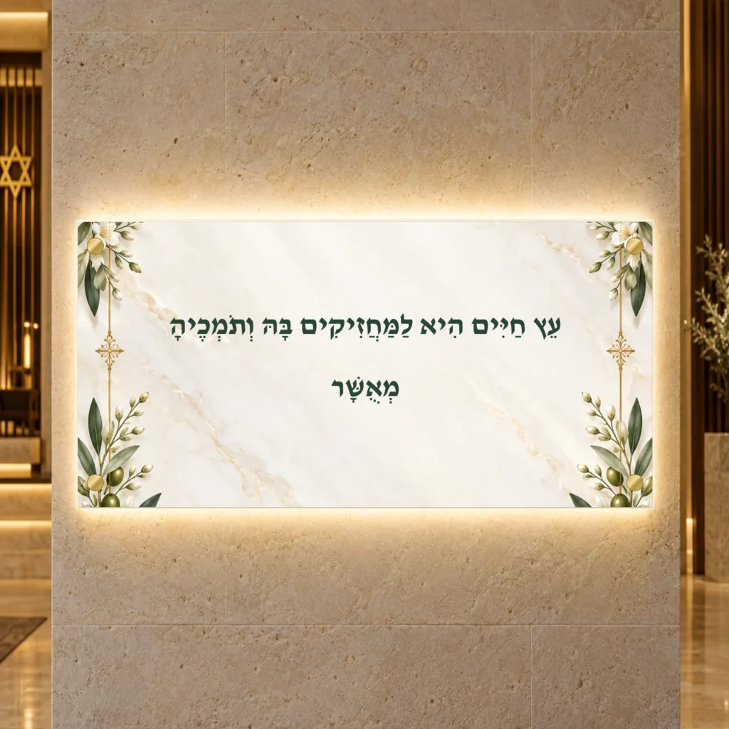 תמונה מוארת עץ חיים ענפי פנינה — הדמיית עיצוב wide