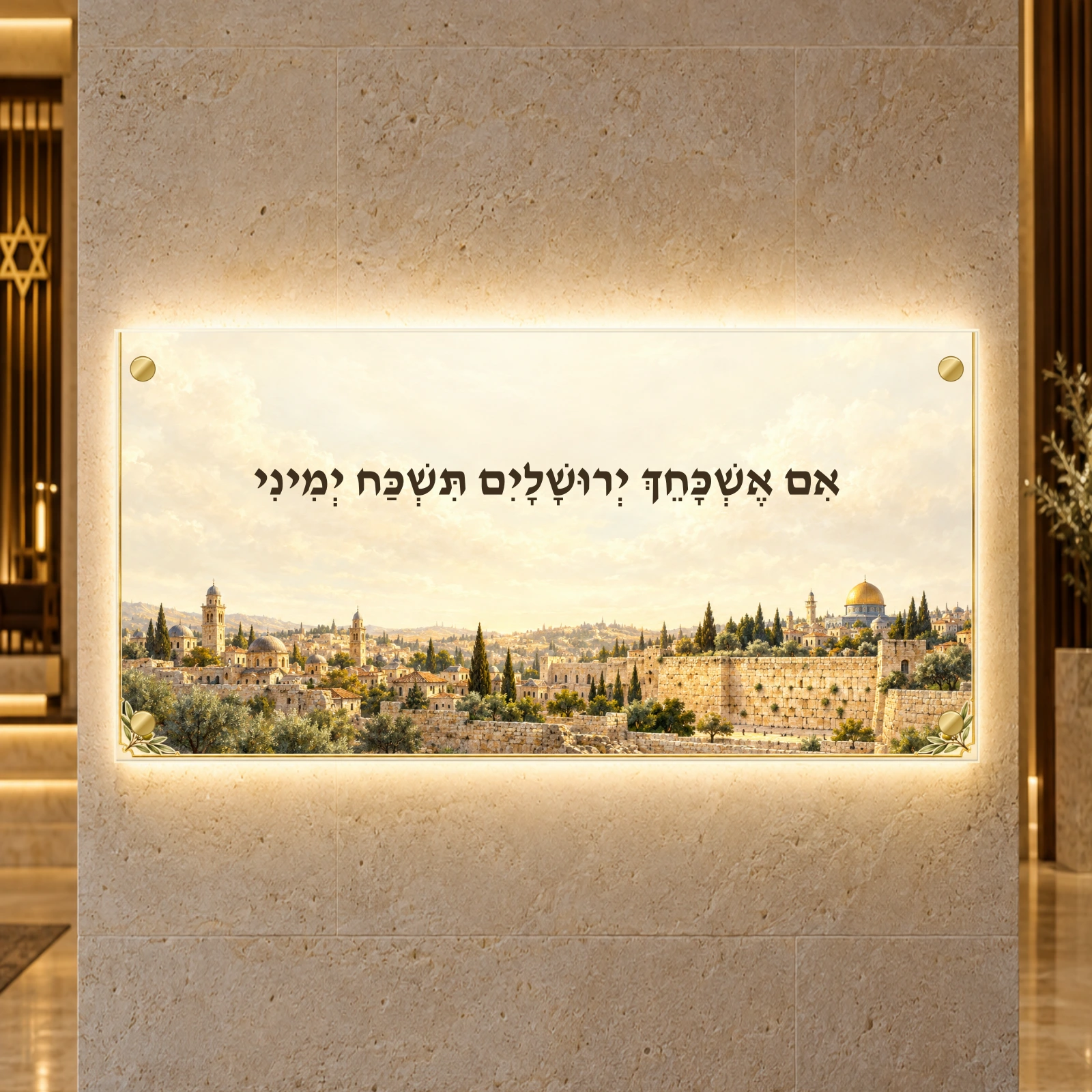 תמונה מוארת — אם אשכחך — ירושלים באור — הדמיה בתאורה היקפית