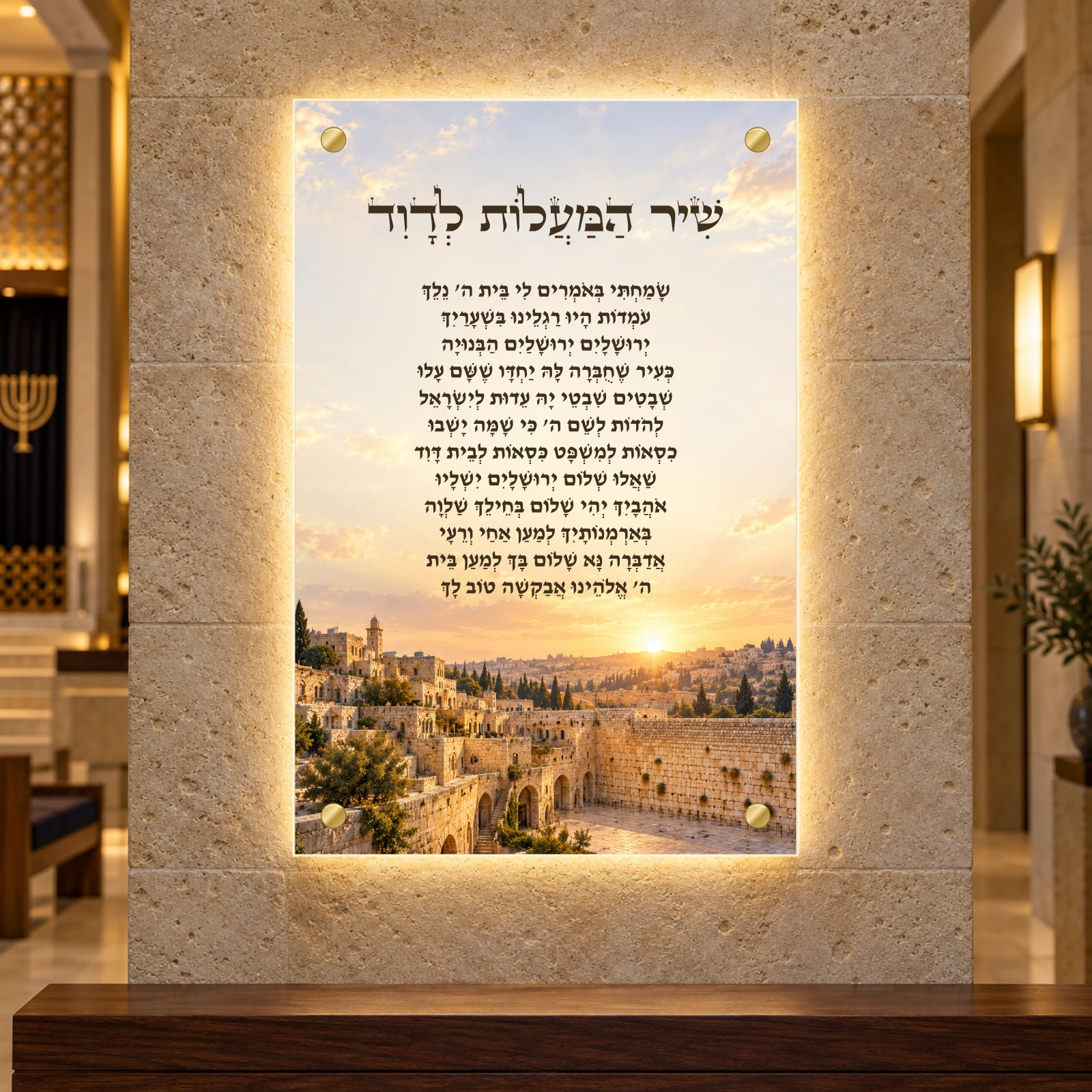 תמונה מוארת — שלום ירושלים — שערי ציון — הדמיה בתאורה היקפית
