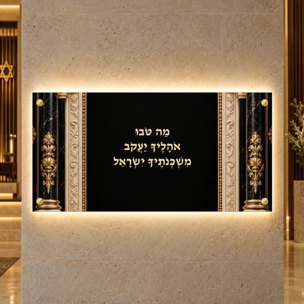 תמונה מוארת מה טובו שערי קדושה — הדמיית עיצוב wide