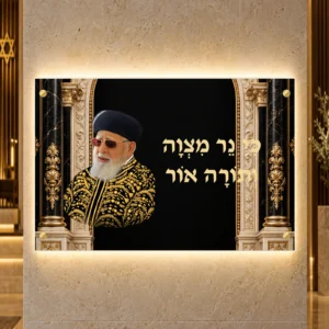 תמונה מוארת הרב עובדיה יוסף נר מצווה — הדמיית עיצוב medium