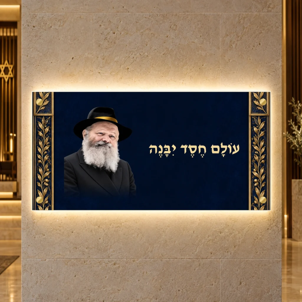 תמונה מוארת הרבי מלובביץ עולם של חסד — הדמיית עיצוב wide