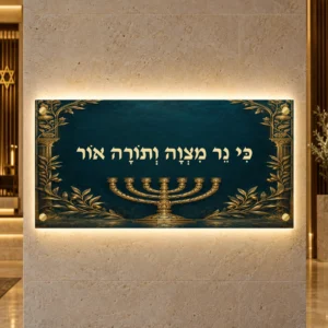 תמונה מוארת נר מצווה אור המנורה — הדמיית עיצוב wide