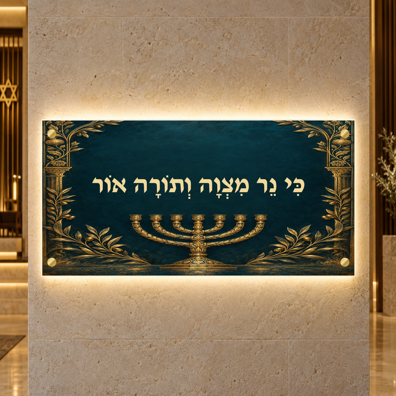 תמונה מוארת — נר מצווה — אור המנורה — הדמיה בתאורה היקפית